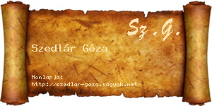 Szedlár Géza névjegykártya